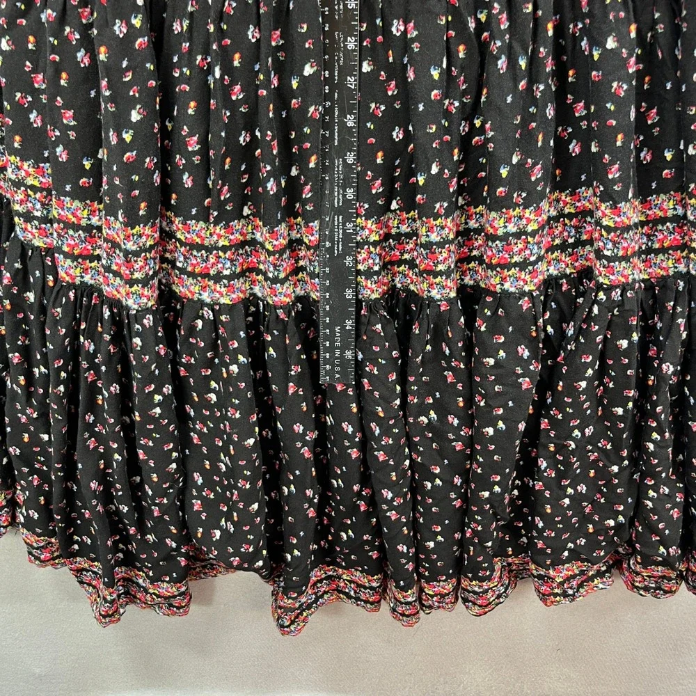 Free People Rare Feelings Maxi Dress Womens Small Black Floral Tiered Boho - Picture 11 of 15